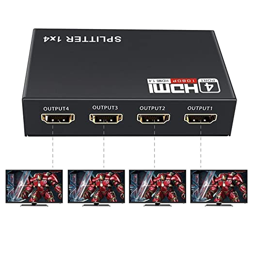 1 in 4 Out HD 1080P 3D 1.4 HDMI Splitter Duplicator Amplifier Switch AC Adapter - Black - Image 3