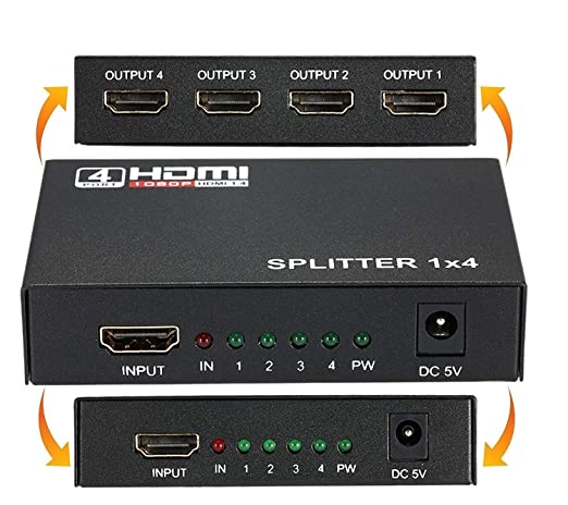 1 in 4 Out HD 1080P 3D 1.4 HDMI Splitter Duplicator Amplifier Switch AC Adapter - Black - Image 2