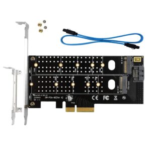 Dual M.2 PCIe Adapter, M.2 NVME SSD (M Key) or M.2 SATA SSD (B Key) 22110 2280 2260 2242 2230 to PCI-e 3.0 x4 Host Controller Expansion Card with Low Profile Bracket for PC Desktop