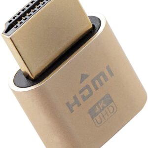 4K 2K 1080P 30Hz to 60Hz Support HDMI Display Emulator DDC EDID Headless Ghost Monitor Adapter Dummy Plug Highest 4096x2160@60Hz Gold Color Headless Ghost Display Emulator Compatible