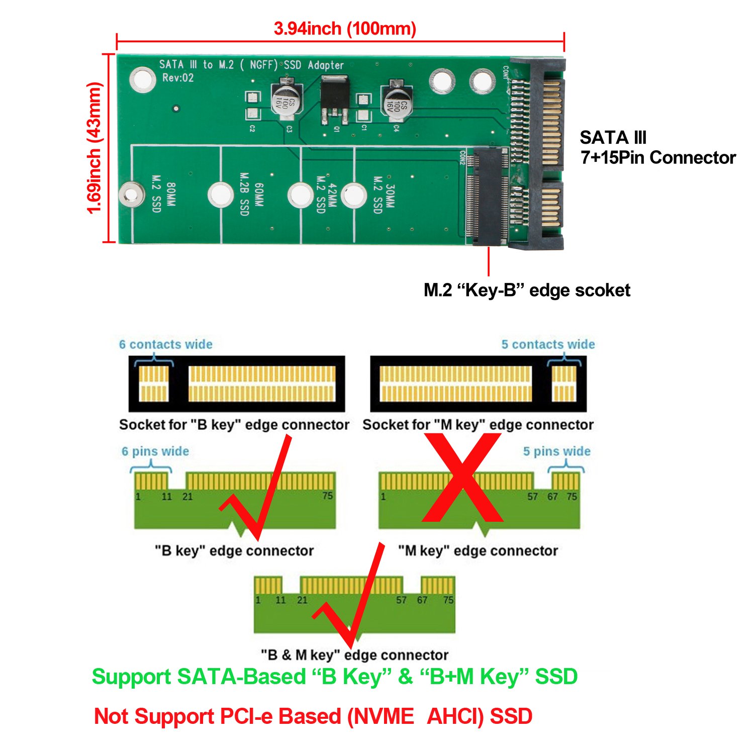 Adattatore M.2 NGFF A SATA 2,5 Pollici - Convertitore 22 Pin Per SSD - Plug And Play