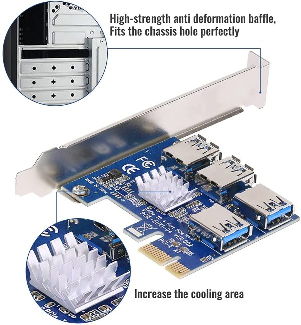 PCIe 1 to 4 Pcie Riser Card, PCI-Express Splitter 16X Slot Risers Card ...