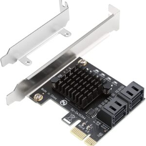 PCIE 4 Port SATA Controller Expansion Card with Low Profile Bracket, Marvell 9215 Non-Raid, Boot as System Disk, Support 4 SATA 3.0 Devices