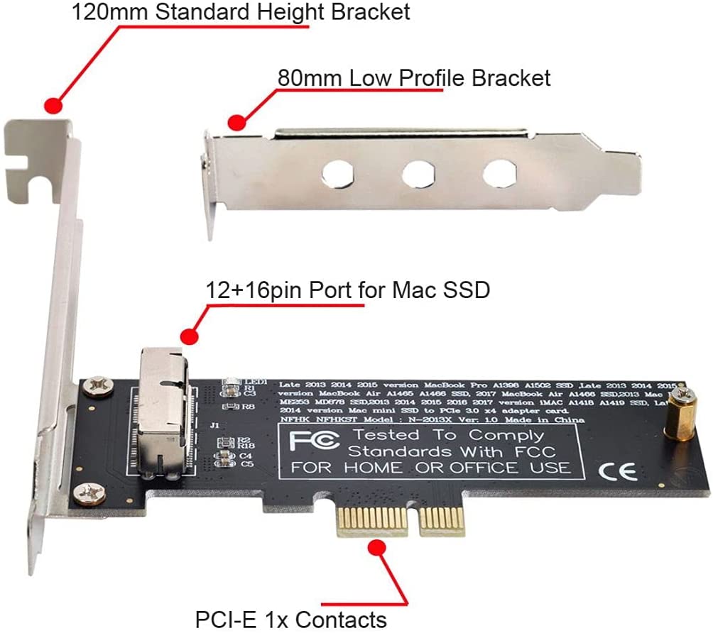 PCIe SSD Adapter Card for 2013 2014 2015 2016 2017 MacBook Air Pro Retina, Hard Drive Controller Converter to Desktop PCI Express X1, Support Model A1465 A1466 A1398 A1502 - Image 6