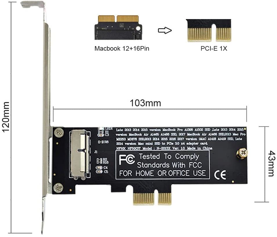 PCIe SSD Adapter Card for 2013 2014 2015 2016 2017 MacBook Air Pro Retina, Hard Drive Controller Converter to Desktop PCI Express X1, Support Model A1465 A1466 A1398 A1502 - Image 7