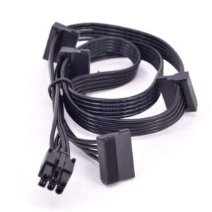 PCIe 6 Pin to 4 SATA Female Port Power Cable (6 Pin PCI Express to 15 Pin SATA Multiport)