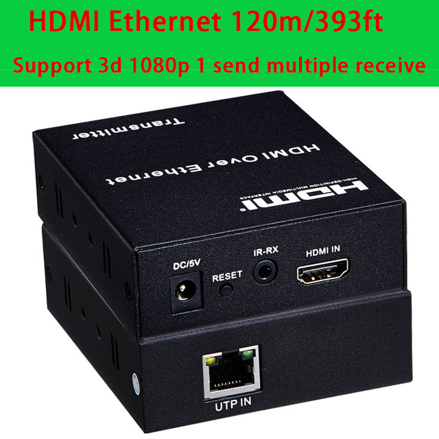 HDMI Extender over Ethernet Single Cat5e Cat6 Cable Up to 500ft (120m) with IR, Support 1080p ,HDMI 1.3, HDCP 1.2/ 1.1, TCP/IP Standard - (Transmitter and Receiver Set) Multiple Receiver Support