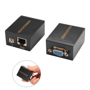 VGA Extender, VGA Male to Female RJ45 Network Adapter Signal Extender Over Single Cat 6 Cable 60m (Transmitter & Receiver)