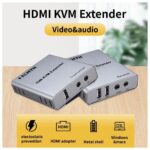 60M USB KVM HDMI Extender, with 1080P R/L Audio by CAT5E Cat6 RJ45 Ethernet Cable Transmitter Receiver Audio Video Converter PC Laptop to TV Monitor