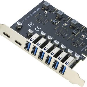 8 Ports PCIE Usb 3.2 Card 6 USB 3.2 PCI-E Expansion Card Type C (2) USB3.2 (6) PCI Express Adapter HUB Controller Card