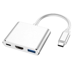 USB C to HDMI Adapter, Type C to HDMI 4K, USB 3.0 Port, USB C Charging Port Converter Adapter Compatible with MacBook, iPad Pro, Surface (Silver)