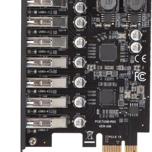 PCIE Expansion Card 7 Port USB 3.2 GEN1, 5Gbps High Speed Transmission PCI Express USB Add in Card Computer Desktop PC Expansion Card PCIE to USB Universal for Win for Linux