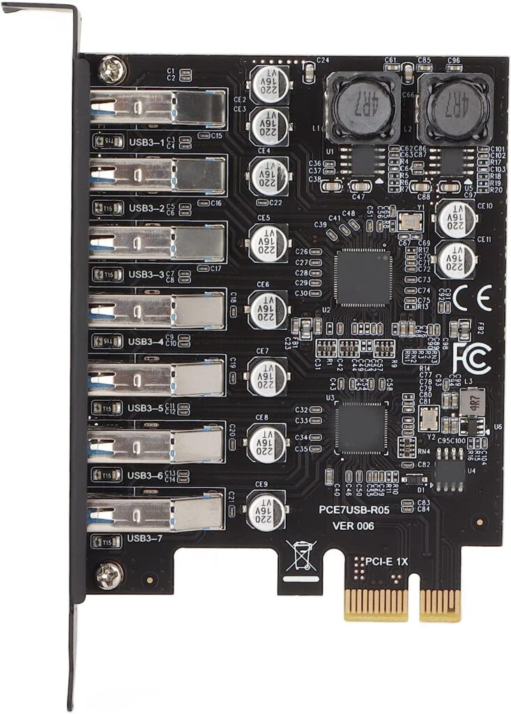 Computer Add In Cards PCIE Expansion Card 7 Port USB 3.2 GEN1, 5Gbps High Speed Transmission ...
