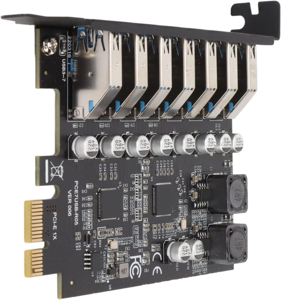 PCIE Expansion Card 7 Port USB 3.2 GEN1, 5Gbps High Speed Transmission ...