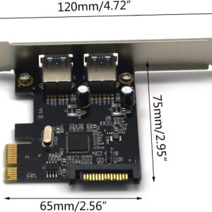 PCI Express(PCIE) USB 3.0 Card-Superspeed 5Gbps 2 USB 3.0 Type A Ports-ASMedia 1042 USB 3.0 Host Controller Adapter Card with Low Profile