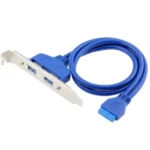 2 Port USB 3.0 Female Back Panel to Motherboard 20pin Cable with PCI Bracket 50cm (Motherboard to USB 3.0 Cable)