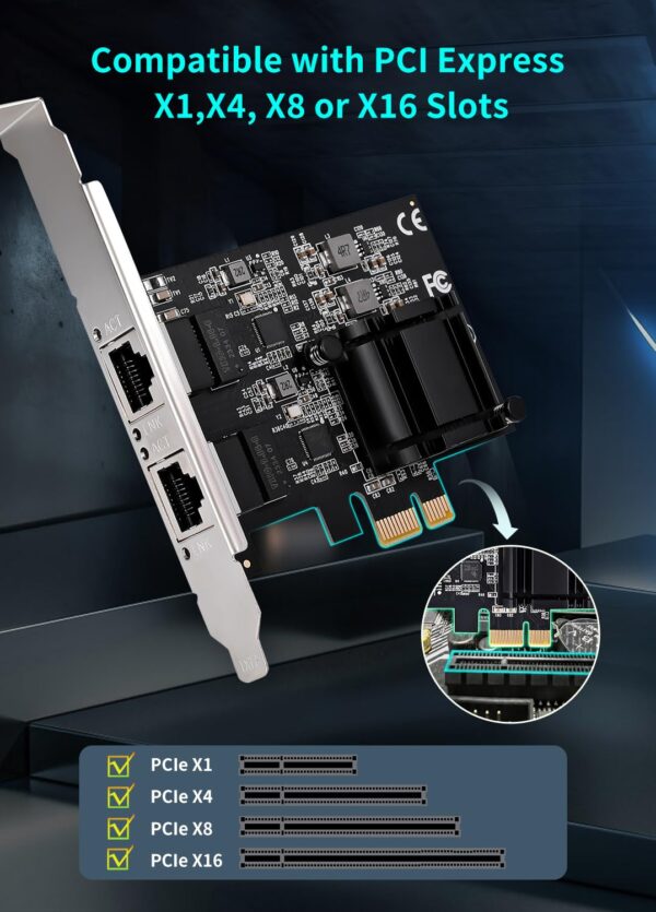 Carte Réseau M.2 NGFF PCIe 2.5 Gigabit Ethernet DUAL RTL8125 - RJ45 LAN, Neuf