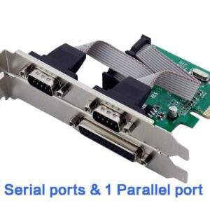 DualSerial 2 Port + 1 Parallel Port PCI Express Card, PCIe Serial Port, Parallel Port Combo Card PCI Express Card Compatible with 16C450/16C550 UART