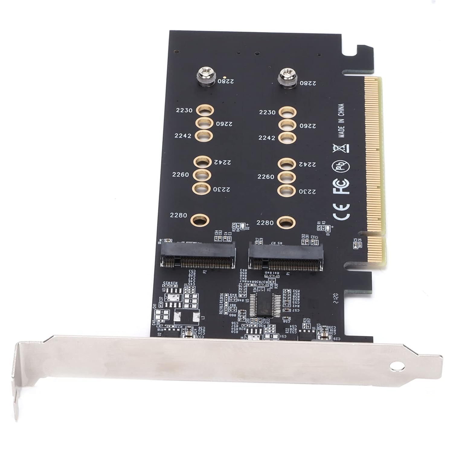 SaiRetail.Com 2 Port PCIe 3.0x16 to M.2 NVME Adapter, SSD M.2 SSD Drive Expansion Card, M.2 NVME to PCI Express 3.0 X16 Host Controller Expansion Card for PC Desktop