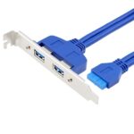 foxaa 2 Port USB 3.0 A Female Slot Plate Adapter, USB 3.0 Motherboard Header Cable, USB 3.0 Header Connection Adapter, USB Type A to 20 pin IDC with 120mm Standard Profile Bracket and 0.5m wire
