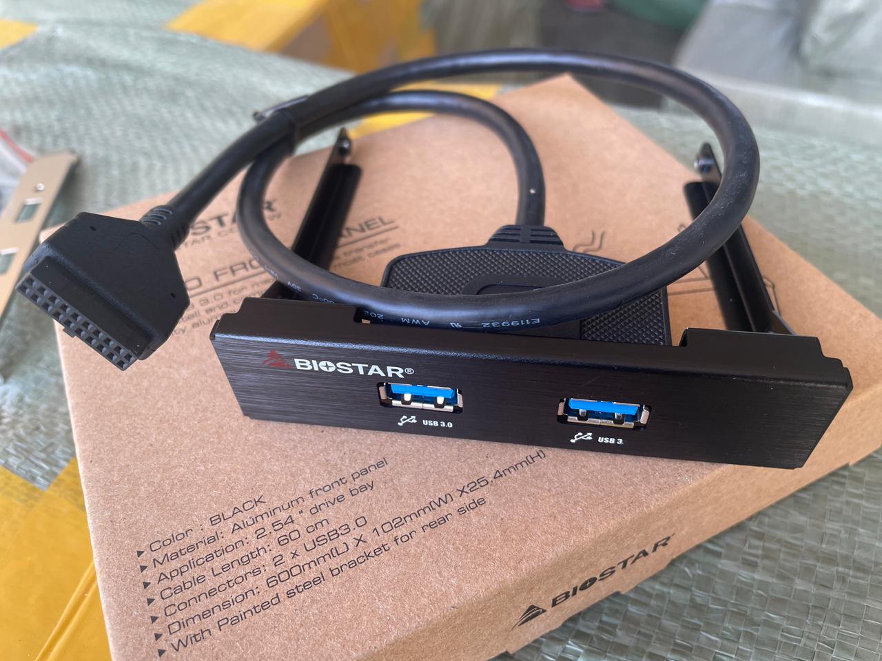 Biostar USB 3.0 Front Panel Cable Bracket (with Back Panel Bracket) for PC 3.5" Floppy Bay.