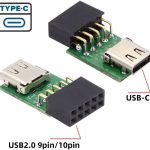 SaiRetail.Com  USB 2.0 Internal 9pin 10pin Header to Single Port USB 3.1 Type-C USB-C Female Motherboard Adapter PCBA 480Mbps