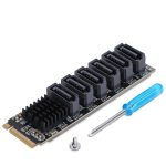 foxaaM.2 to SATA3.0, Expansion Card, 6 PortsSATA 3.0 Controller PCIe Expansion Card For ASM1166 Chip, Adapter Card PCIE3.0 X2 16Gbps, SATA3.0 6Gbps x 5 Support 6 SATA Devices
