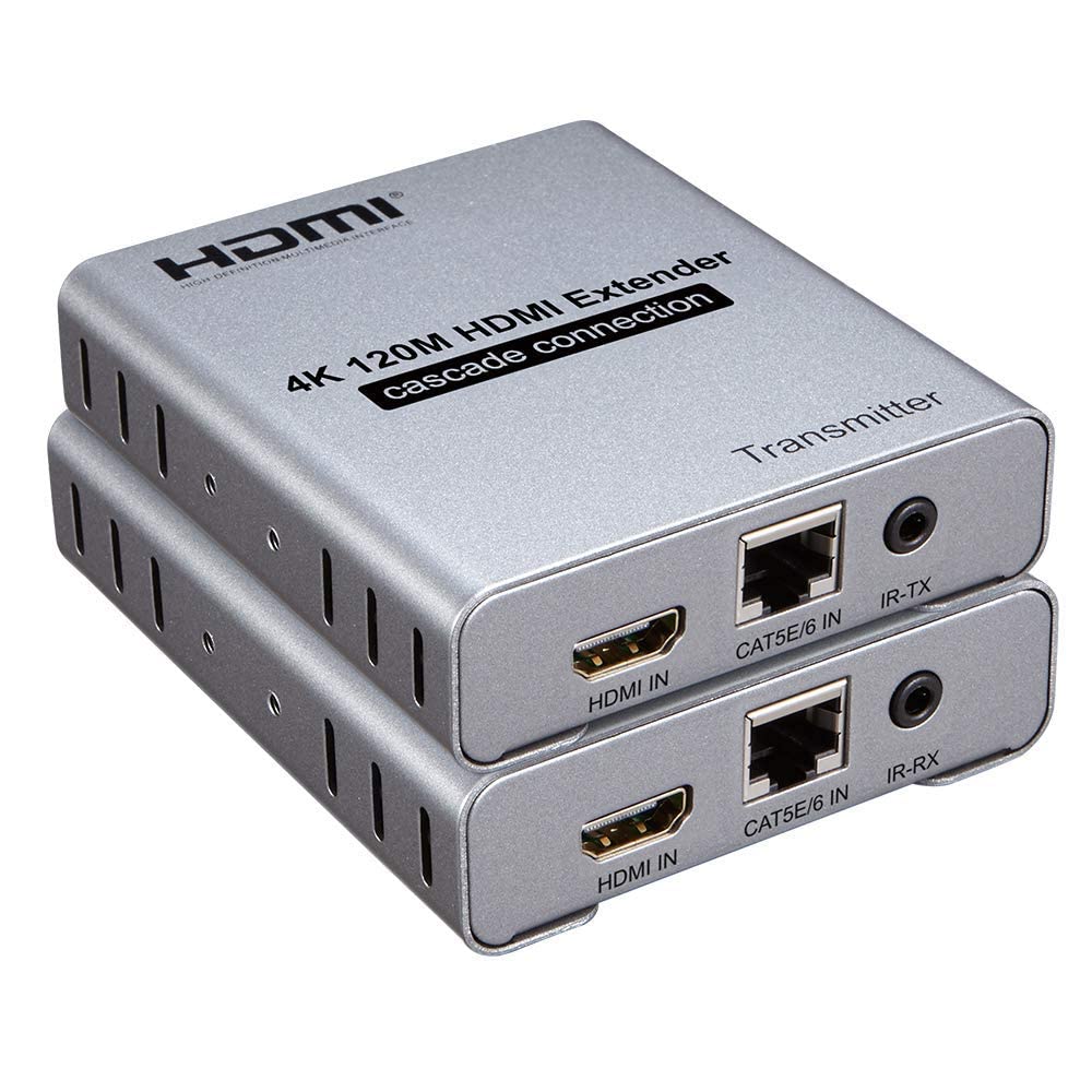 foxaa 4k HDMI Extender Over LAN Routers Switchers Ethernet Network 120M RJ45 CAT5 CAT6-Single Source from 1080P Full HD STB DVD PS3 - w DLP LCD LED Supports TCP IP by Ethernet DC 5V 1A