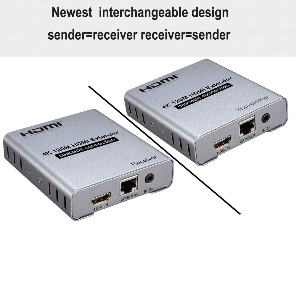 foxaa 4k HDMI Extender Over LAN Routers Switchers Ethernet Network 120M RJ45 CAT5 CAT6-Single Source from 1080P Full HD STB DVD PS3 - w DLP LCD LED Supports TCP IP by Ethernet DC 5V 1A - Image 4