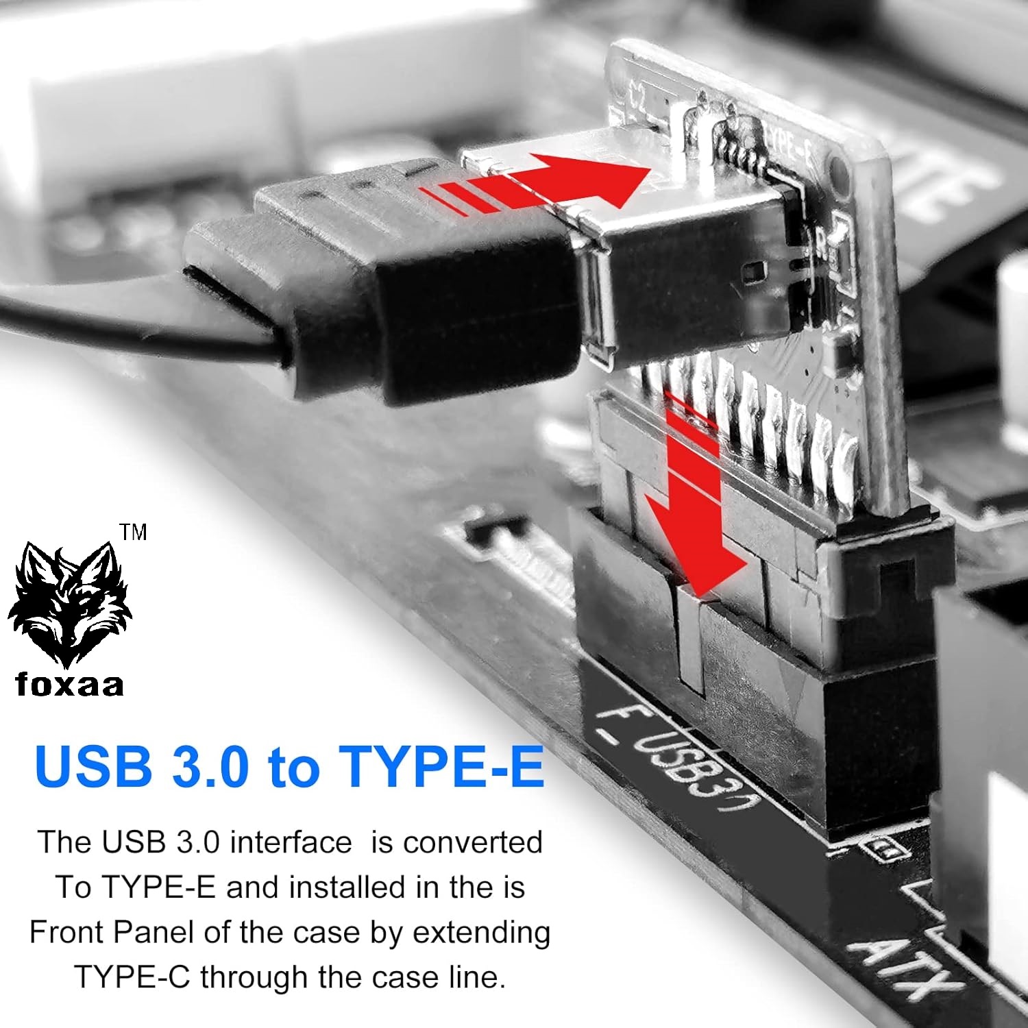 foxaa USB C Front Panel Adapter, USB 3.1 (3.1/3.2 Gen 2) Type-E Female to USB 3.0 20Pin Male Header Adapter Extension Card for Type C Motherboard - Image 4