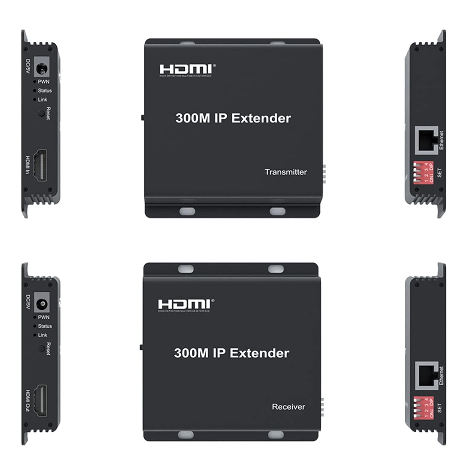 foxaa 300M IP Extender, HDMI Extender over IP RJ45 Cat6 Cable 1080P HDMI to Ethernet Network Extender Support One TX to Many RX via Network Switch (TX+RX) - Image 14