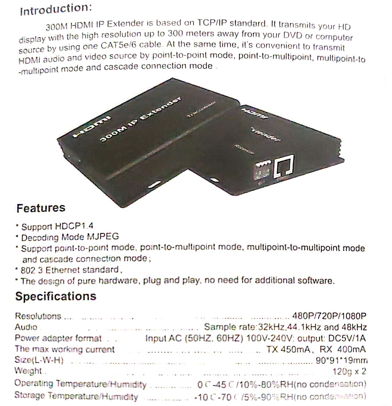 foxaa 300M IP Extender, HDMI Extender over IP RJ45 Cat6 Cable 1080P HDMI to Ethernet Network Extender Support One TX to Many RX via Network Switch (TX+RX) - Image 2