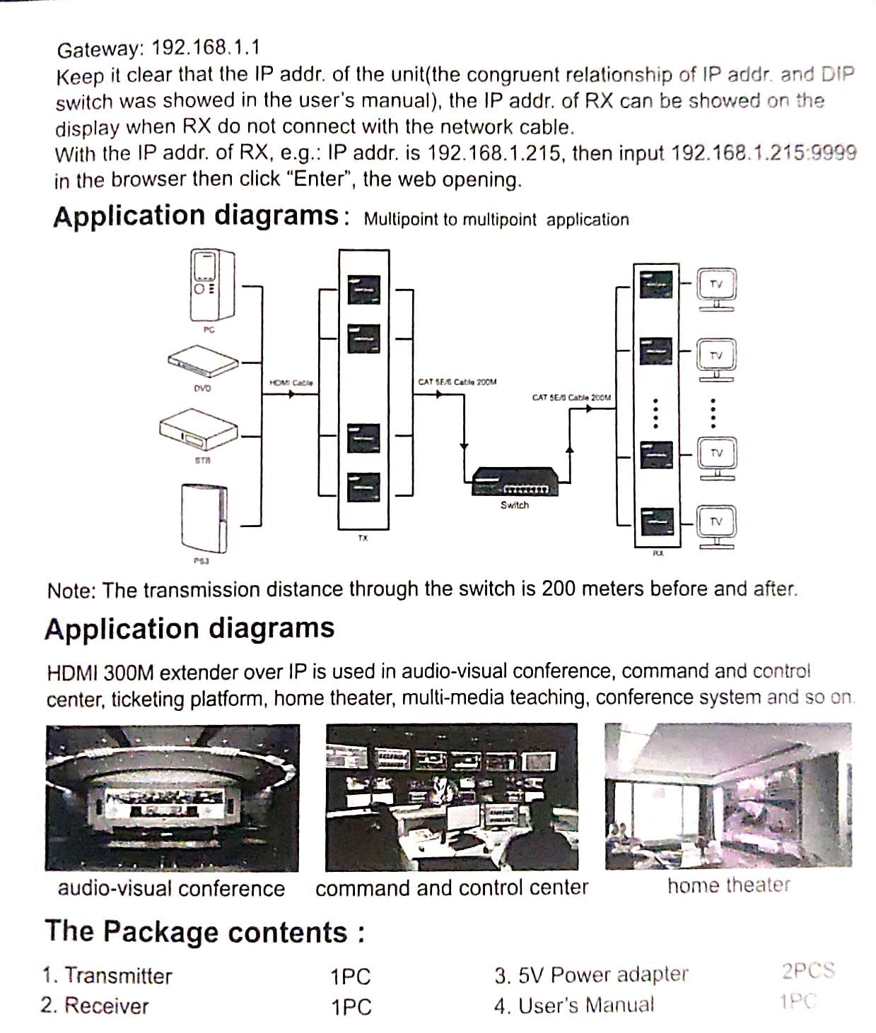 foxaa 300M IP Extender, HDMI Extender over IP RJ45 Cat6 Cable 1080P HDMI to Ethernet Network Extender Support One TX to Many RX via Network Switch (TX+RX) - Image 5