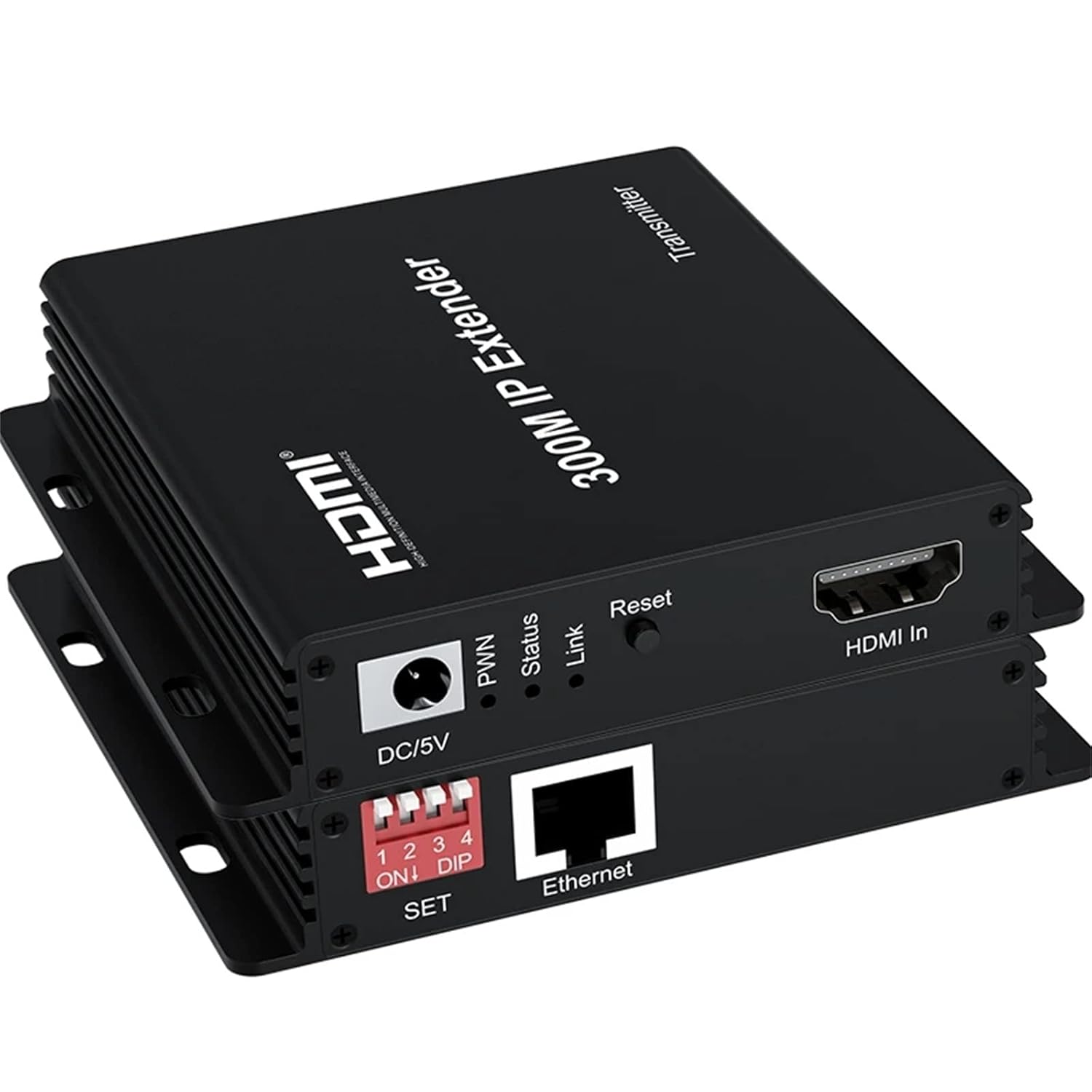 foxaa 300M IP Extender, HDMI Extender over IP RJ45 Cat6 Cable 1080P HDMI to Ethernet Network Extender Support One TX to Many RX via Network Switch (TX+RX)
