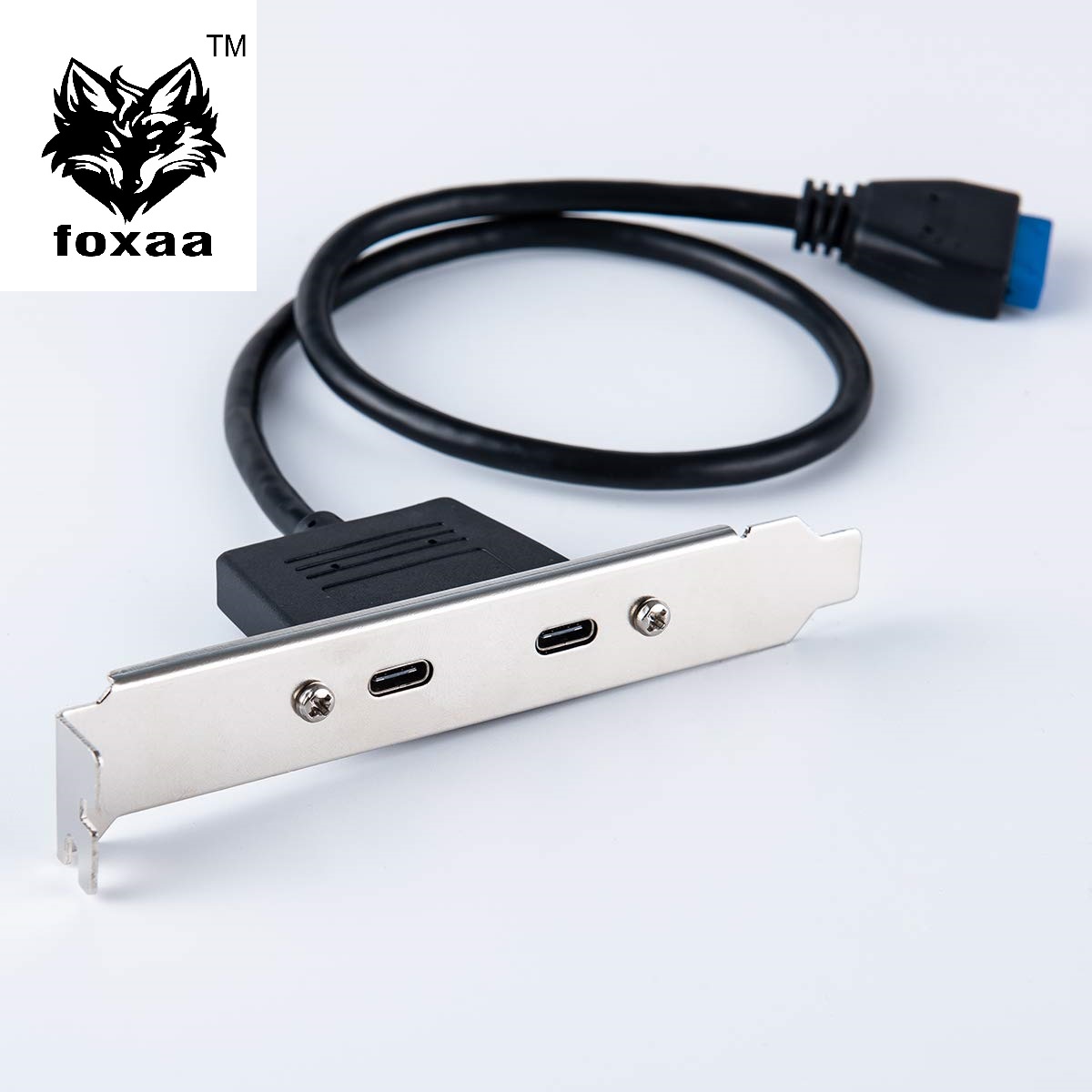 USB 3.1 Type C Female 2 Port Back Panel to MB 20Pin Header Connector Cable Adapter with Extension Cable PCI Slot Plate Bracket (2 Port) - Image 6