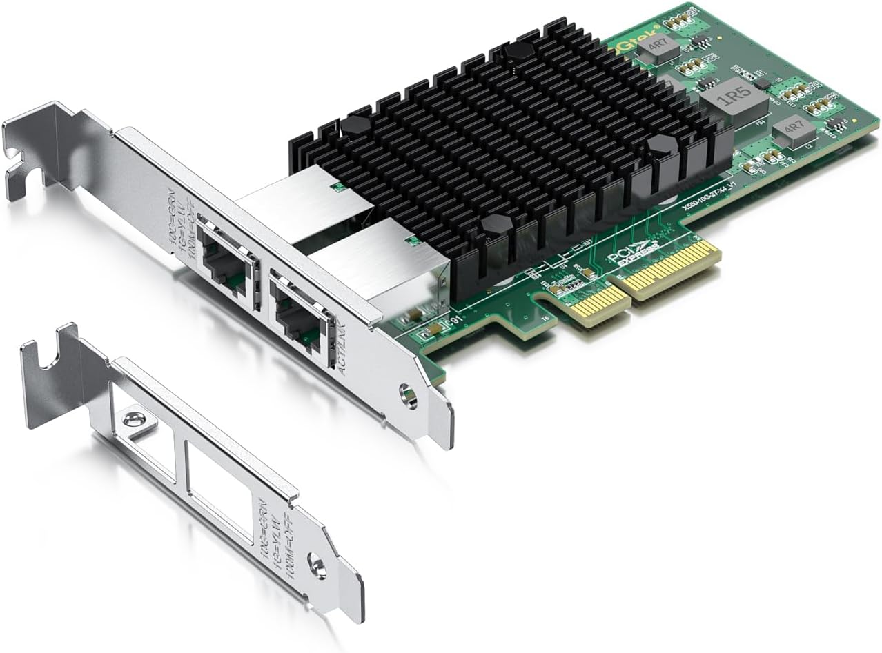 foxaa 10G NIC, Dual RJ45 Ports, with X540 Controller. Equivalent to Intel X540-T2, Dual RJ45 Ports, PCIE X8 LAN Adapter, Ethernet LAN Adapter for Windows/Linux/ESX Servers