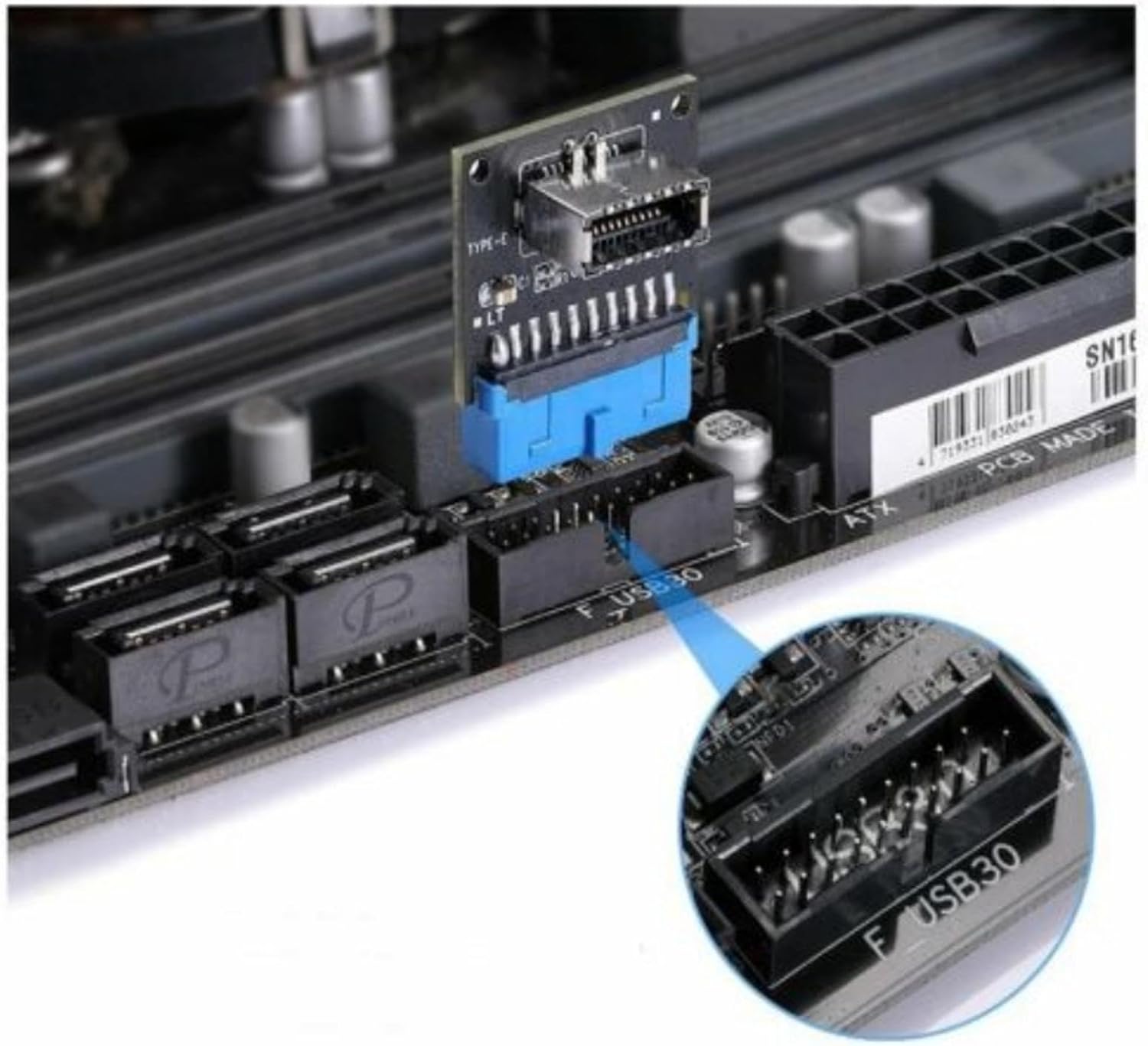 USB 3.0 Front 19PIN to 3.1 Type-C Front Panel Header Type-E Adapter 20 to 19 Pin Expansion Card for Computer Mainboard (Header-90 degree ) - Image 3