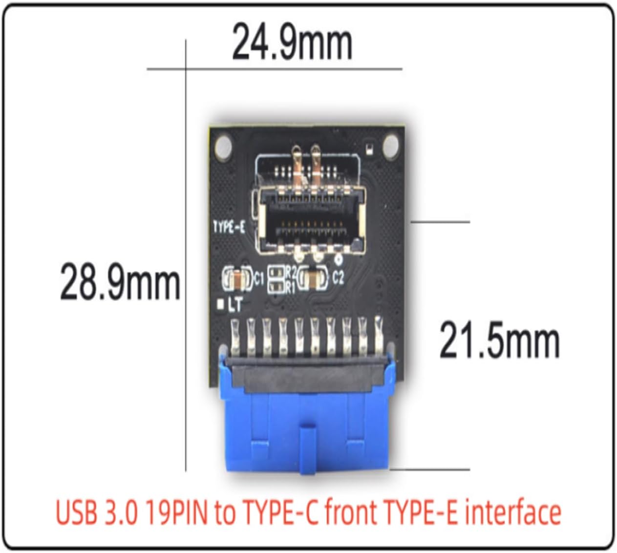 USB 3.0 Front 19PIN to 3.1 Type-C Front Panel Header Type-E Adapter 20 to 19 Pin Expansion Card for Computer Mainboard (Header-90 degree ) - Image 8