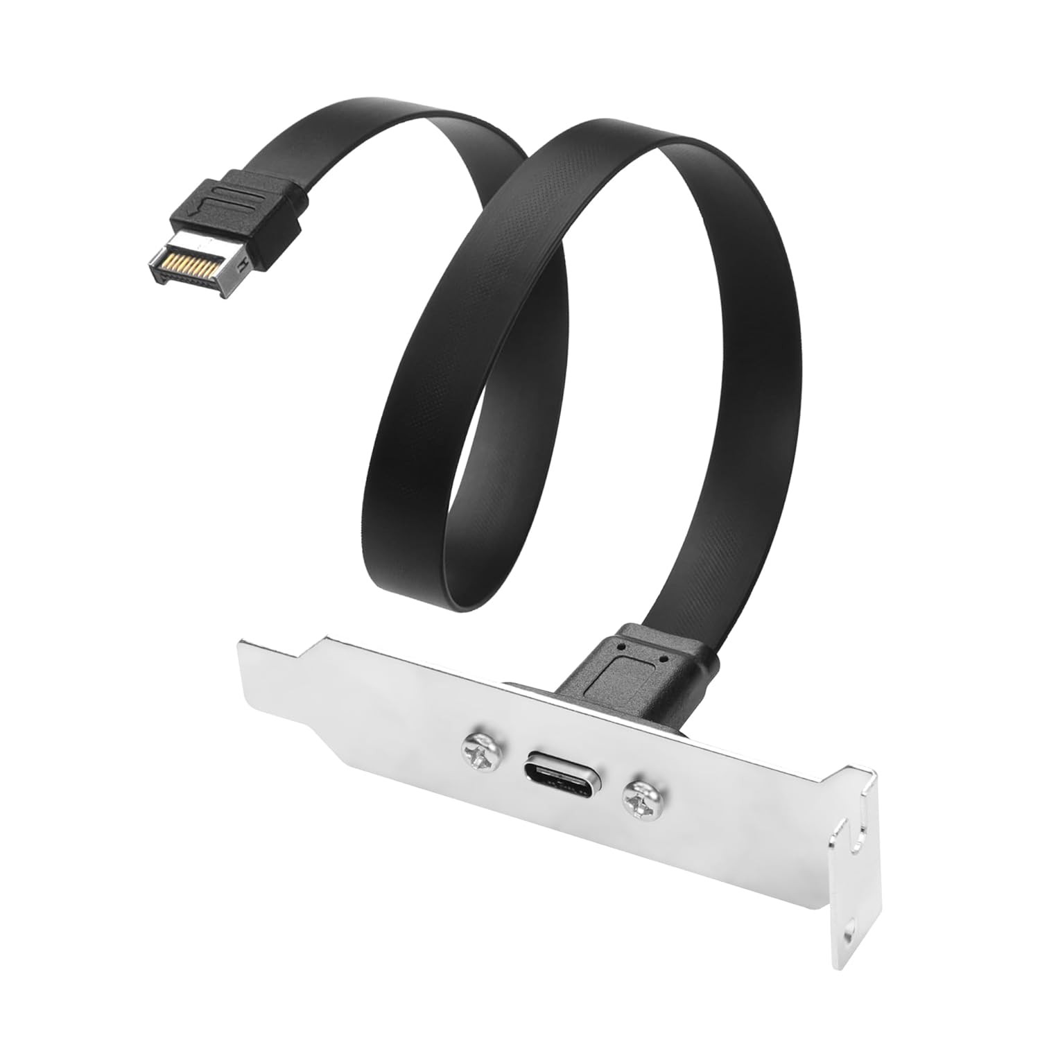 USB 3.1 Front Panel Header Type-C Extension Cable with Panel Mount Screw 10 Gbps Type-E 20Pin Male to USB-C Female Cable with Half Height Bracket,30cm/11.8inch (Half Height 1 Port)(Small Bracket)
