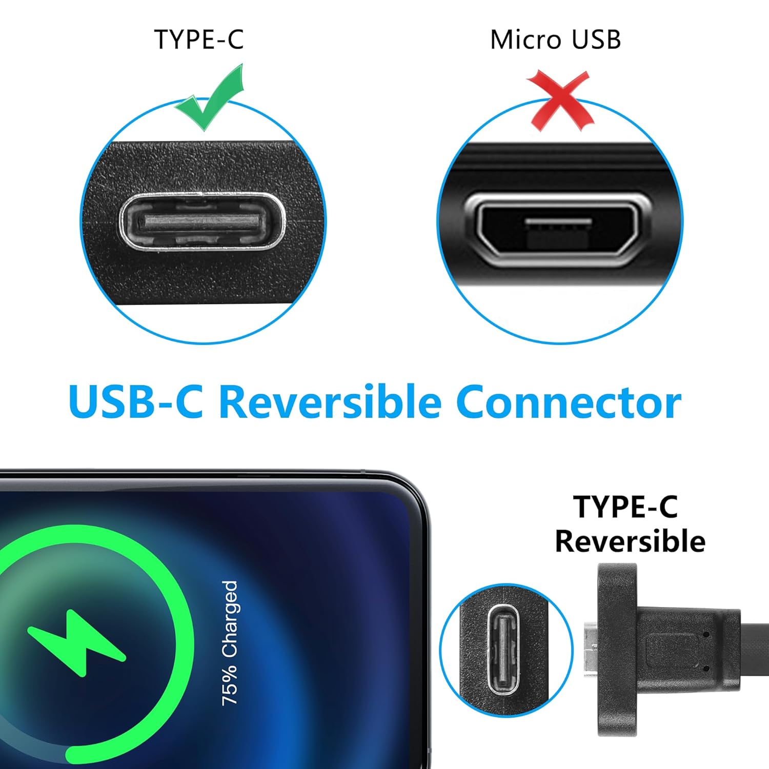 USB 3.1 Front Panel Header Type-C Extension Cable with Panel Mount Screw 10 Gbps Type-E 20Pin Male to USB-C Female Cable with Half Height Bracket,30cm/11.8inch (Half Height 1 Port)(Small Bracket) - Image 3