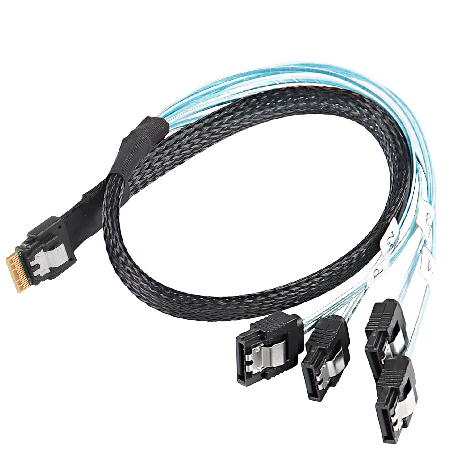 Slimline SAS 4.0 SFF-8654 4i 38 Pin Host to SATA 7 Pin X4 Target Hard Disk Server Data Transmission Cable Array Drive Cable for Computer - 0.5M - Image 2