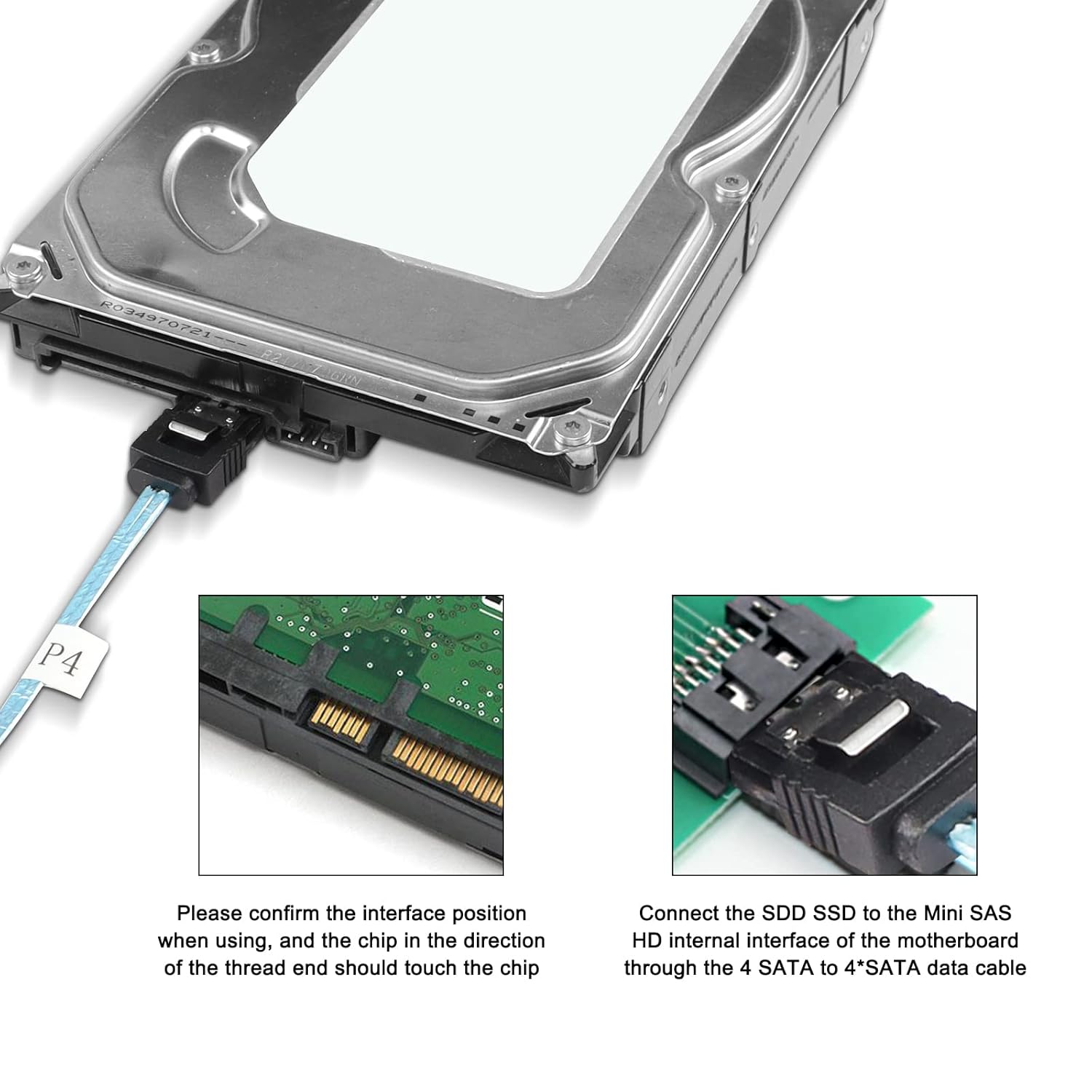 Slimline SAS 4.0 SFF-8654 4i 38 Pin Host to SATA 7 Pin X4 Target Hard Disk Server Data Transmission Cable Array Drive Cable for Computer - 0.5M - Image 6