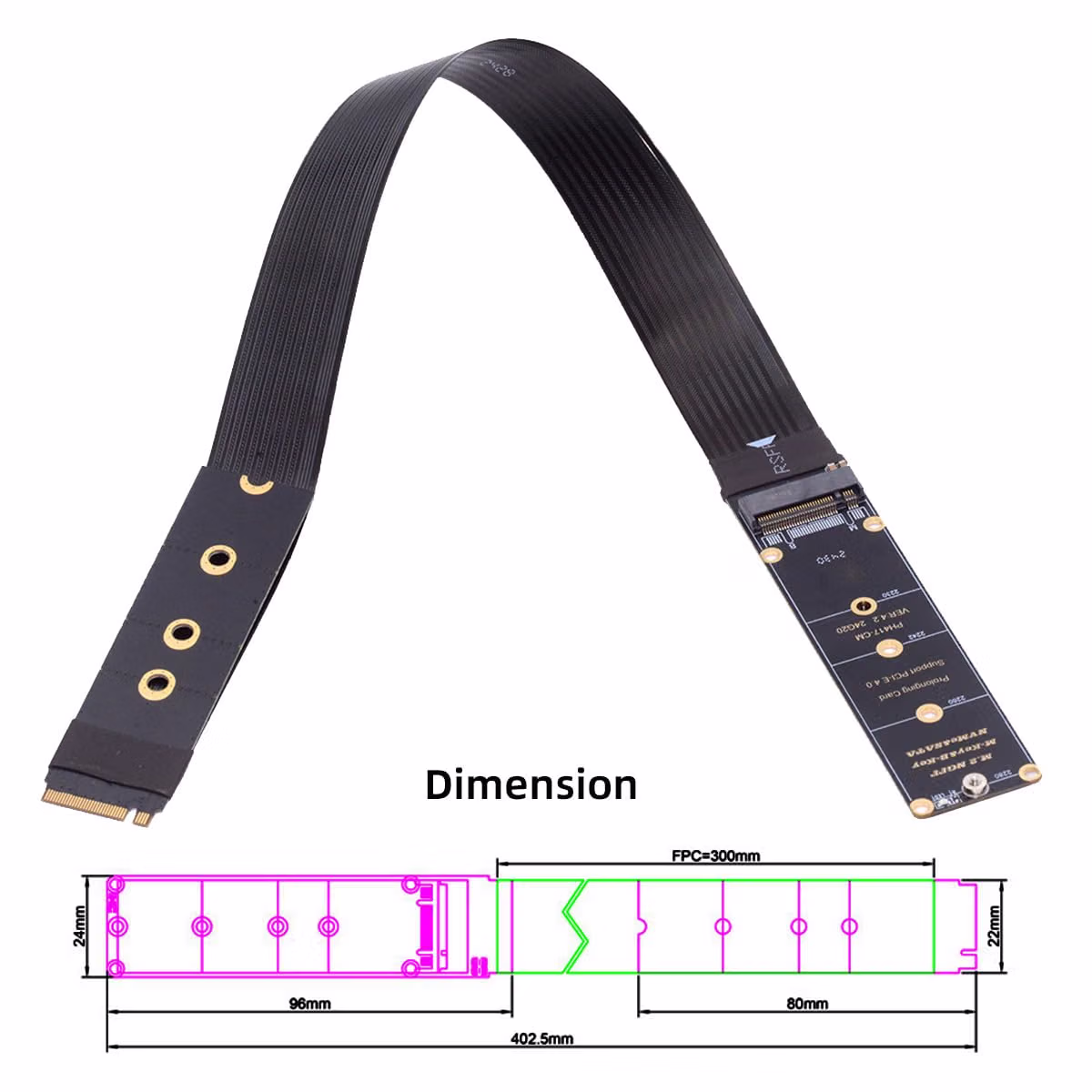 PCI-E 4.0 NVME PCI Express M-Key NGFF Male to Female Extension Cable for Mainboard SSD 2230/2242/2260/2280 30cm - Image 8