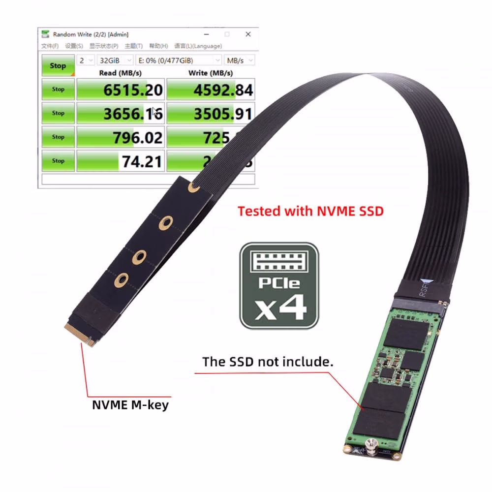 PCI-E 4.0 NVME PCI Express M-Key NGFF Male to Female Extension Cable for Mainboard SSD 2230/2242/2260/2280 30cm - Image 6