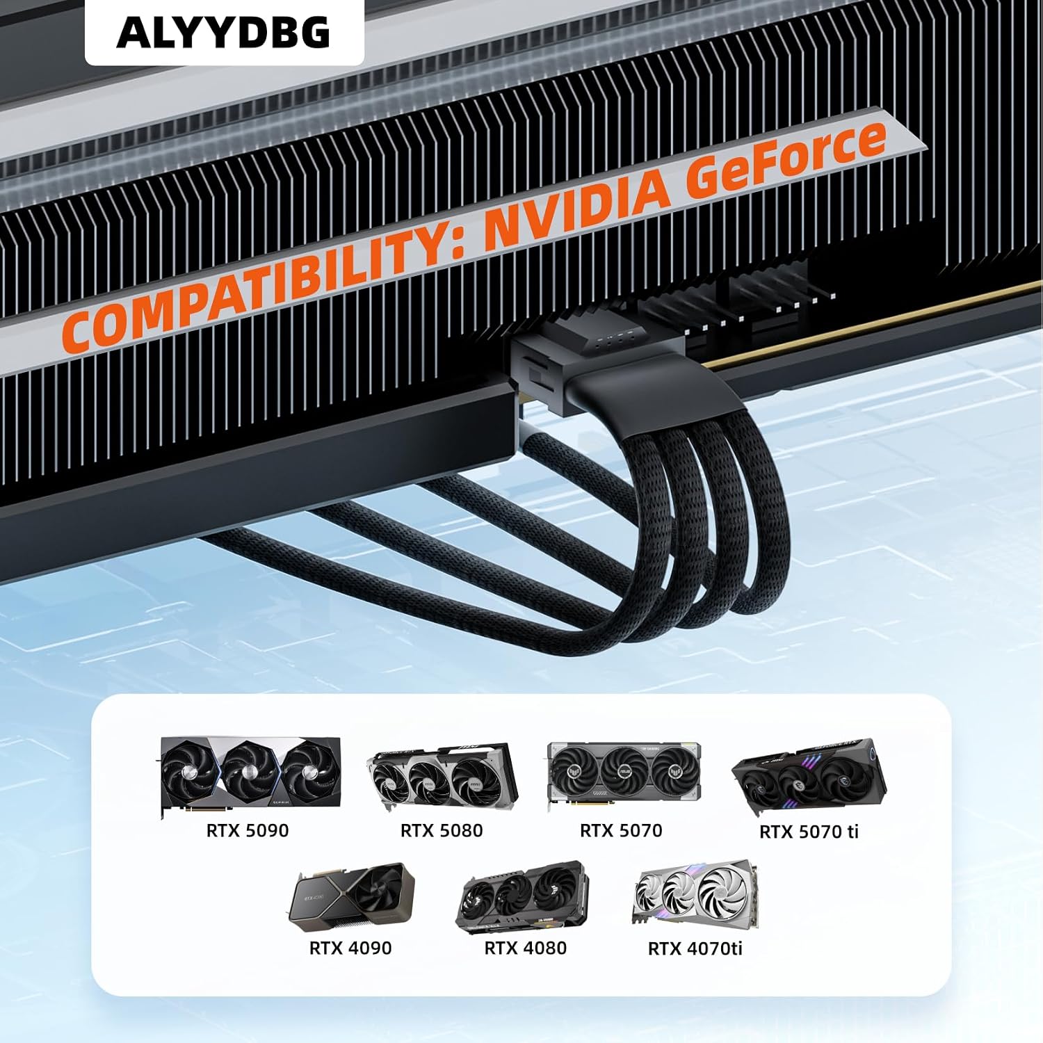 16AWG 12VHPWR 4x8Pin to 16Pin (12+4) GPU Power Cable for NVIDIA RTX RTX4070 RTX4080 RTX4090 RTX5070 RTX5080 RTX5090 PSU Sleeved Extension cable Heavy Duty - Image 3