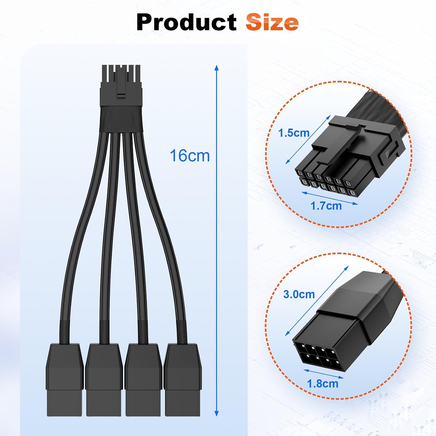 16AWG 12VHPWR 4x8Pin to 16Pin (12+4) GPU Power Cable for NVIDIA RTX RTX4070 RTX4080 RTX4090 RTX5070 RTX5080 RTX5090 PSU Sleeved Extension cable Heavy Duty - Image 8