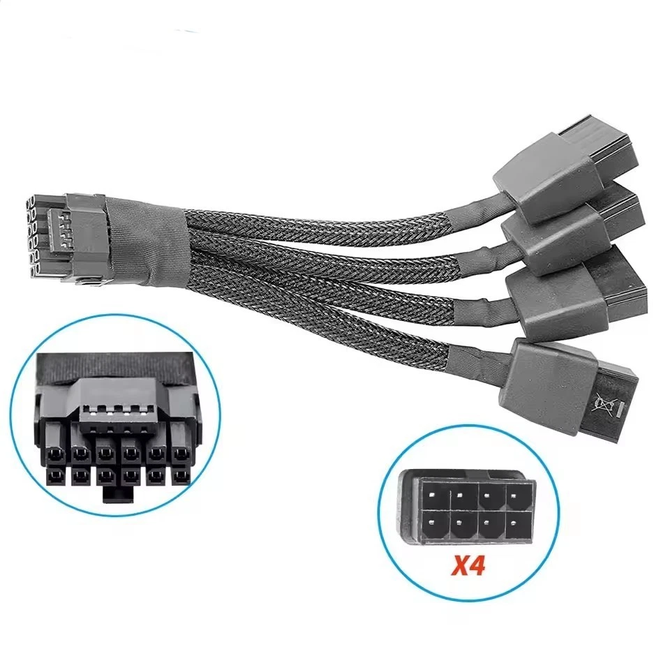 16AWG 12VHPWR 4x8Pin to 16Pin (12+4) GPU Power Cable for NVIDIA RTX RTX4070 RTX4080 RTX4090 RTX5070 RTX5080 RTX5090 PSU Sleeved Extension cable Heavy Duty